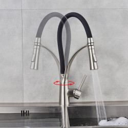 Black LED Kitchen Sink Tap Swivel Pull Down Kitchen Tap Sink Tap Mounted Deck Bathroom Mounted Hot and Cold Water Mixer