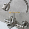 Wall Mounted Stream Sprayer Kitchen Tap Single Handle Dual Holes SUS304 Stainless Steel Flexible Hose Kitchen Mixer Taps 6032