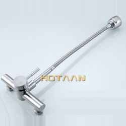 Wall Mounted Stream Sprayer Kitchen Tap Single Handle Dual Holes SUS304 Stainless Steel Flexible Hose Kitchen Mixer Taps 6032