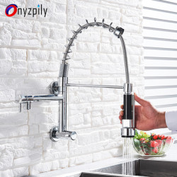 Kitchen Tap Pull Down Chrome Single Cold Water Wall Mounted Kitchen Taps 360 Rotation Dual Function Sprayer Taps