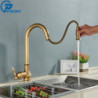 POIQIHY Antique Brass Kitchen Tap Pull Out Bathroom Kitchen Mixers Single Handle Pull Down Cold Hot Water Tap Deck Mounted