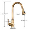 POIQIHY Antique Brass Kitchen Tap Pull Out Bathroom Kitchen Mixers Single Handle Pull Down Cold Hot Water Tap Deck Mounted