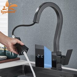 Smart Digital Display Pull Out Kitchen Tap Multi-Models Spout Tap Deck Mount Single Handle Cold Hot Water Mixer Washing Crane