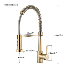 Golden Kitchen Tap Pull Down Sprayer Nozzle Hot Cold Water Mixer Tap Single Handle Brass Para Kitchen Sink Taps Crane