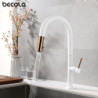 Newly Arrived Pull Out Kitchen Tap Rose Gold and White Sink Mixer Tap 360 Degree Rotation Kitchen Mixer Taps Kitchen Tap