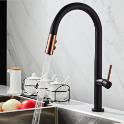 Newly Arrived Pull Out Kitchen Tap Rose Gold and White Sink Mixer Tap 360 Degree Rotation Kitchen Mixer Taps Kitchen Tap