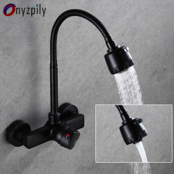 ping Black Brushed Kitchen Tap Wall Mounted 2 Models Hot & cold Water Sink Tap 360 Rotation Sprayer Taps