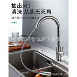 304 Stainless Steel Pull-out Kitchen Tap Kitchen Vegetable Washing Dishpan Rotating Telescopic Hot and Cold Pull-out Tap