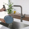 Waterfall Kitchen Tap 3 Modes Pull Out Stream Sprayer Hot Cold Single Hole Deck Mounted Water Sink Mixer Wash Tap For Kitchen