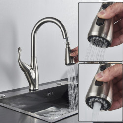 Matte Black/Chrome Sensor Kitchen Tap Pull out 360 Rotation Tap Dual Outlet Water Modes Spout Hot Cold Mixer Tap