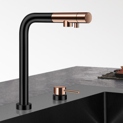 Rose Gold Black Kitchen Lifting Tap Hot And Cold Water Filter Water Three-in-one Independent Switch Pull Out Kitchen Taps