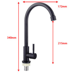 Stainless Steel Kitchen Tap Water Purifier Single Cold Tap Taps Rotation Deck Mount Black Single Handle Kitchen Sink Tap