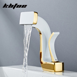 Modern Luxury Basin Tap Bathroom Waterfall Single Handle Taps Brass Creative Design Washbasin Hot Cold Water Sink Mixer Tap