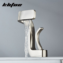 Modern Luxury Basin Tap Bathroom Waterfall Single Handle Taps Brass Creative Design Washbasin Hot Cold Water Sink Mixer Tap