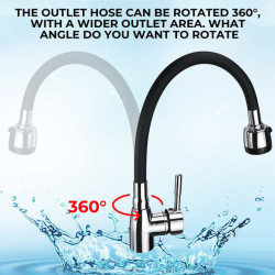 360Rotating Flexible Kitchen Basin Tap Single Handle Polished Chrome Black Cold and Hot Water Mixer Tap Deck Mounted