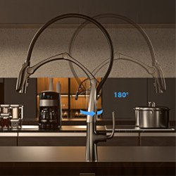 Luxury brass gun gray kitchen Tap Digital display Intelligent induction magnetic suction Pull-Out design Cold & hot sink Tap