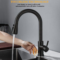 Smart Touchless Kitchen Tap Brushed Poll Out Infrared Sensor Taps Black/Nickel Infrared Water Mixer Taps