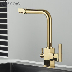 Golden Filtered Water Tap With Dual Outlet Kitchen Purified Water Hot And Cold Tap Vegetable Basin Sink Gold Tap