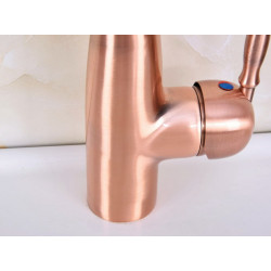 Antique Red Copper Brass Single Handle One Lever Bathroom Kitchen Basin Sink Tap Mixer Tap Swivel Spout Deck Mounted