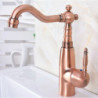 Antique Red Copper Brass Single Handle One Lever Bathroom Kitchen Basin Sink Tap Mixer Tap Swivel Spout Deck Mounted