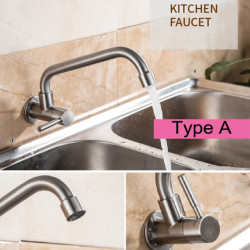 G1/2 Stainless Steel Kitchen Tap Brushed Process Swivel Sink Wall Tap 360 Degree Rotation Single Cold Water Tap