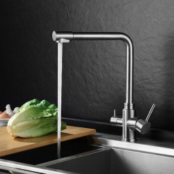 Kitchen Filter Tap Deck Mounted Black Kitchen Mixer 360 Rotate Drinking Sink Tap Water Purification Tap Crane For Kitchen