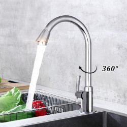 1Pc Stainless Steel 360 Degree Chrome Swivel Water Tap Single Hole Kitchen Basin Sink Tap Tap For Household Hardware