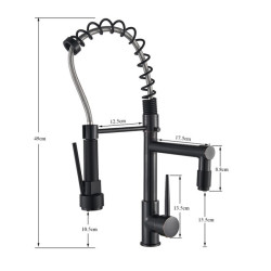 Kitchen Sink Tap Pull Down Swivel Daul Spout Tap Brass Deck Mounted Spring Single Handle Cold Hot Water Mixer Tap