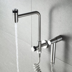 Wall Or Deck Mount Cold Water Kitchen Tap Rotate Bathroom Tap Pot 304 Stainless Steel Out Door Tap