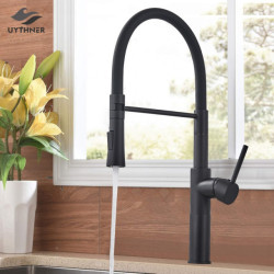 Matte Black/Chrome Kitchen Sink Tap Swivel Pull Down Kitchen Tap Sink Tap Deck Mounted Hot and Cold Water Mixer