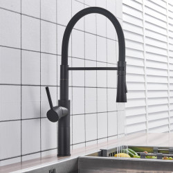 Matte Black/Chrome Kitchen Sink Tap Swivel Pull Down Kitchen Tap Sink Tap Deck Mounted Hot and Cold Water Mixer