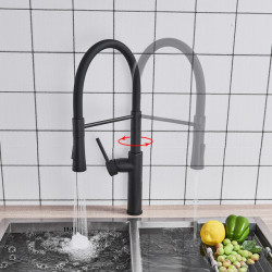 Matte Black/Chrome Kitchen Sink Tap Swivel Pull Down Kitchen Tap Sink Tap Deck Mounted Hot and Cold Water Mixer