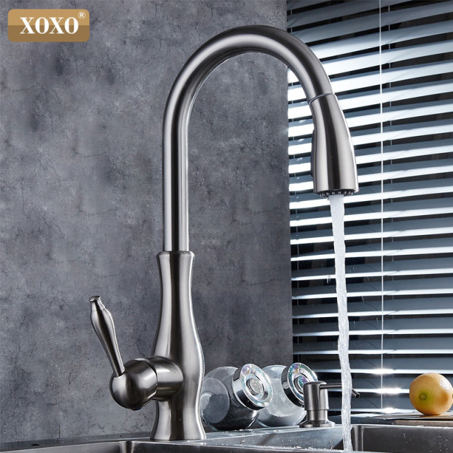 luxury kitchen Tap head quality copper brush nickel exports atomization pull out kitchen sink Taps Mixer tap 83034