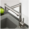 Black Stainless Steel Lead Free Kitchen Tap 360 Degree Rotate Kitchen Sink Folding Tap Cold Hot Water Mixer Tap Sink Crane