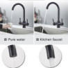 Black Kitchen Filtered Tap Beige with Dots Brass Purifier Mixer Double Sprayer Drinking Water Curved Sink Tap 360 Rotate