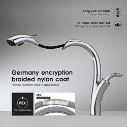 Luxury gun grey kitchen Tap creative pull-out design single control single handle cold and hot dual control brass sink Tap