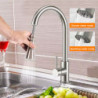 Brushed Nickel Kitchen Tap Single Hole Pull Out Spout Kitchen Sink Mixer Tap Stream Sprayer Head Chrome/Black Mixer Tap