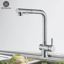 Brushed Nickel Pull Out Kitchen Sink Tap High Pressure Two Model Stream Sprayer Nozzle Stainless Steel Tap Deck Install