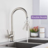 Brushed Smart Touch On Kitchen Tap Sensor 360 Rotation Pull Out Single Handle Mixer Tap Two Water Modes Sink Crane Hot Cold