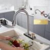 Pull-Out Kitchen Waterfall Tap Hot And Cold Rainwater Free Spinning Spray Stream Nozzle Deck Mount Gun Grey