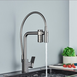 Black Filter Water Kitchen Tap Black Pull Down Sprayer Brass Purification Feature Tap 360 Swivel Purification Mixer Taps