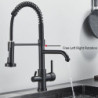 Nickel Chrome Kitchen Sink Tap Purified Free Rotation Hot Cold Mixer Dual Handle Tap Deck Mount Spring Drink Taps