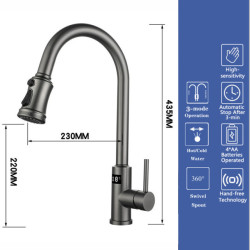 Smart Touch Kitchen Tap with Sensor Smart Water Taps Gun Gray Luxury Pull Out 360° Removable Cement Mixer Nozzle for Tap