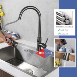 Smart Touch Kitchen Tap with Sensor Smart Water Taps Gun Gray Luxury Pull Out 360° Removable Cement Mixer Nozzle for Tap