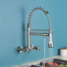 Black Chrome Gold Kitchen Fauce Pull Down Hot Cold Mixer Crane Tap 360 Rotation Swivel Dual Handle Holes Wall Mount Taps