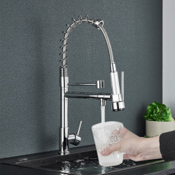 2023 Kitchen Tap Pull Out Side Spray Double Tap Deck Installation Mixer 360 ° Rotating Hot And Cold Water Crane