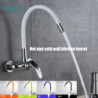 LANGYO Hot and cold wall Tap Kitchen sink mixer Double hole Tap Universal rotation Copper Tap Basin Wash hand basin tap