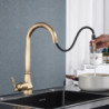 Antique Brass Pull Out Kitchen Basin Tap Hot & Cold Water Single Handle Mixer Crane Rotation Kitchen Mixing Tap sink Taps