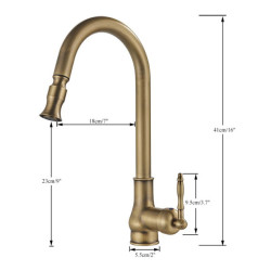 Antique Brass Pull Out Kitchen Basin Tap Hot & Cold Water Single Handle Mixer Crane Rotation Kitchen Mixing Tap sink Taps