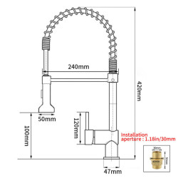 Kitchen Taps Brush Brass Taps for Kitchen Sink Single Lever Pull Out Spring Spout Mixers Tap Hot Cold Water Crane 9009